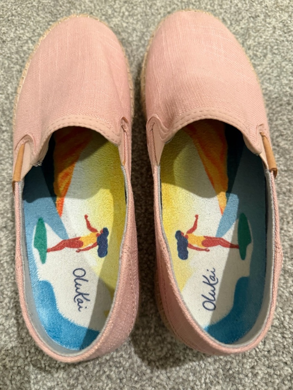 *LIKE NEW* Olukai Kaula Pa’a Kapa Pink Canvas Espadrille Slip-On Shoes - Picture 5 of 8